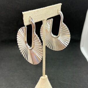 Mexican Silver Fan Hoop Earrings